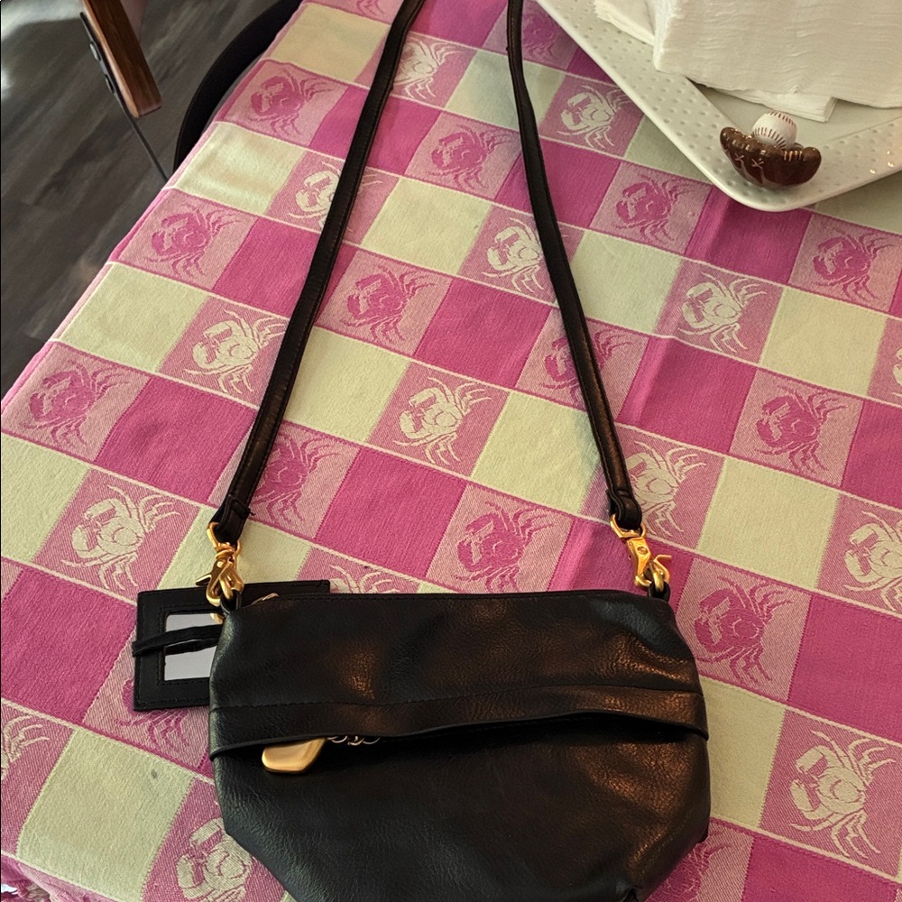 Black Leather Crossbody Bag